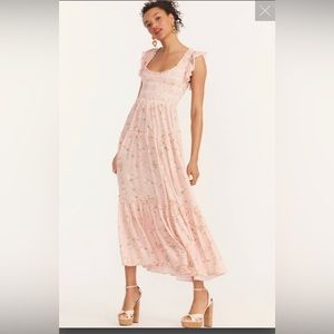 NWT LoveShackFancy Chessie Maxi Dress Ballet Pink XS